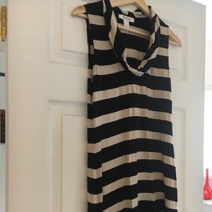 Cute Black and Tan striped cowlneck tunic